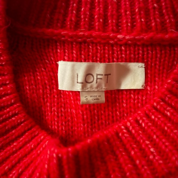 LOFT Vibrant Red Cable Knit Sweater - Picture 2 of 5